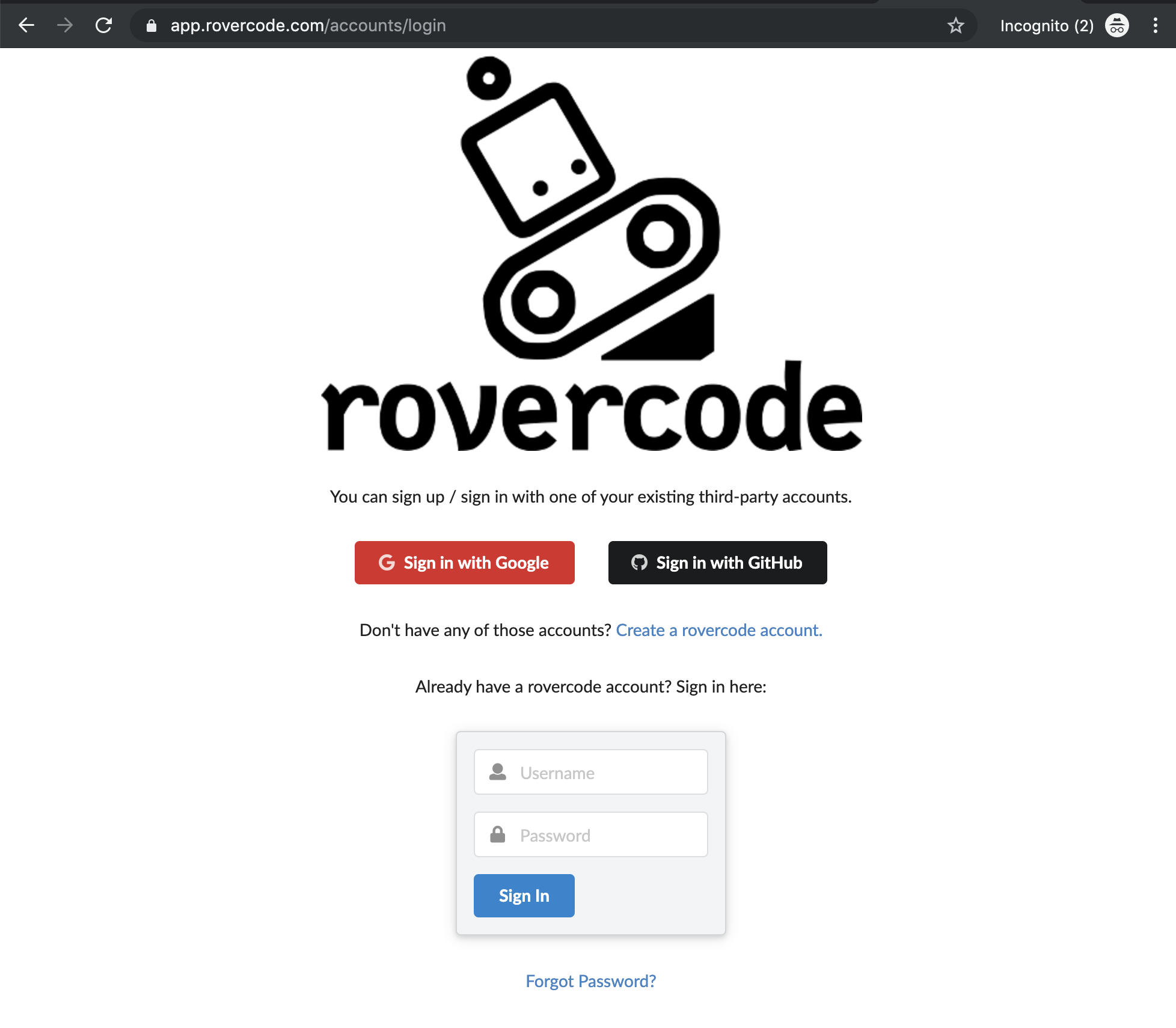 Register on rovercode.com